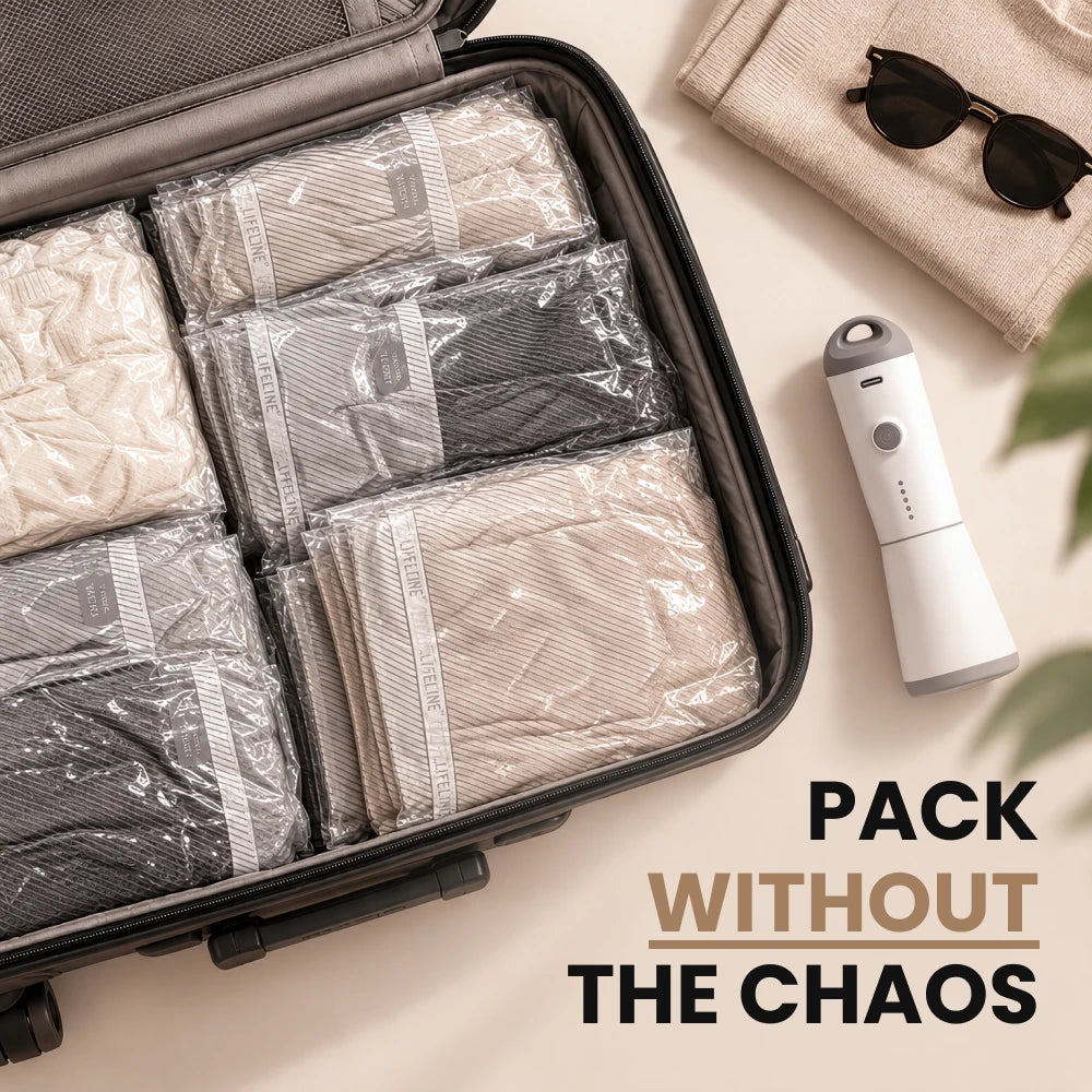 BagFlat™ Travel Compression Pump with Vacuum Bags Set