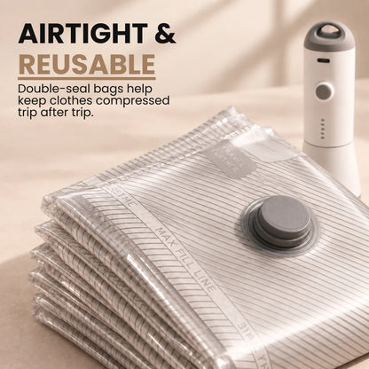 BagFlat™ Travel Compression Pump with Vacuum Bags Set